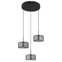 ZÁVESNÉ LED SVIETIDLO 15634-3 FOGSY - číra/čierna, Design, kov/plast (40/150cm) - Globo