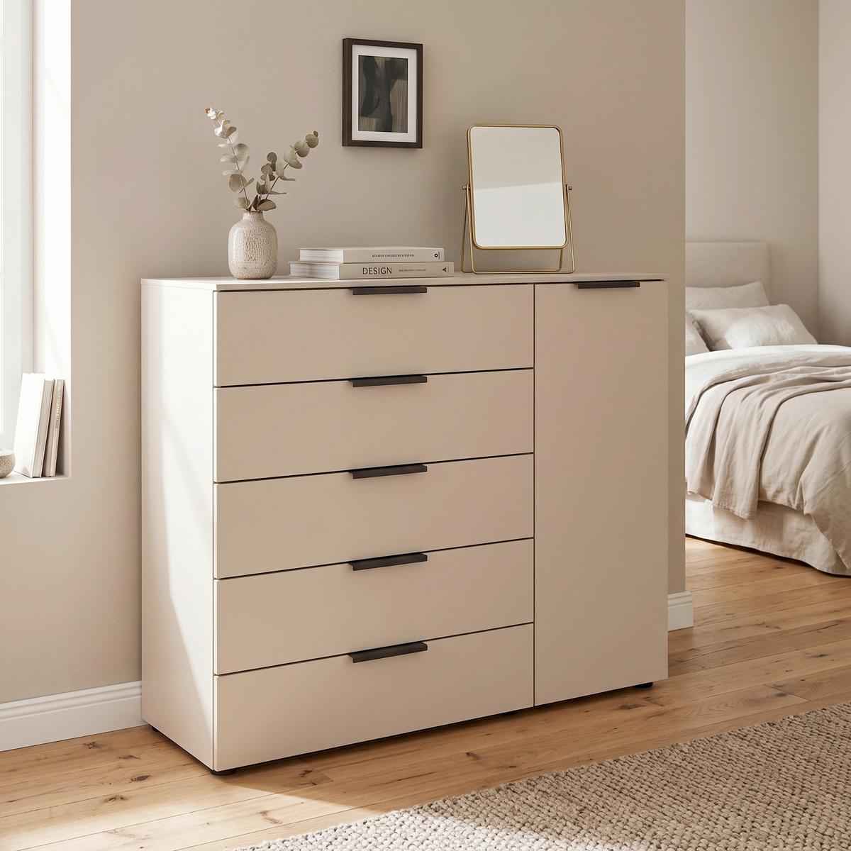 KOMMODE Flipp Champagner B: 120 cm - Champagner/Schwarz, MODERN, Holzwerkstoff (120/100/42cm) - Rauch Möbel