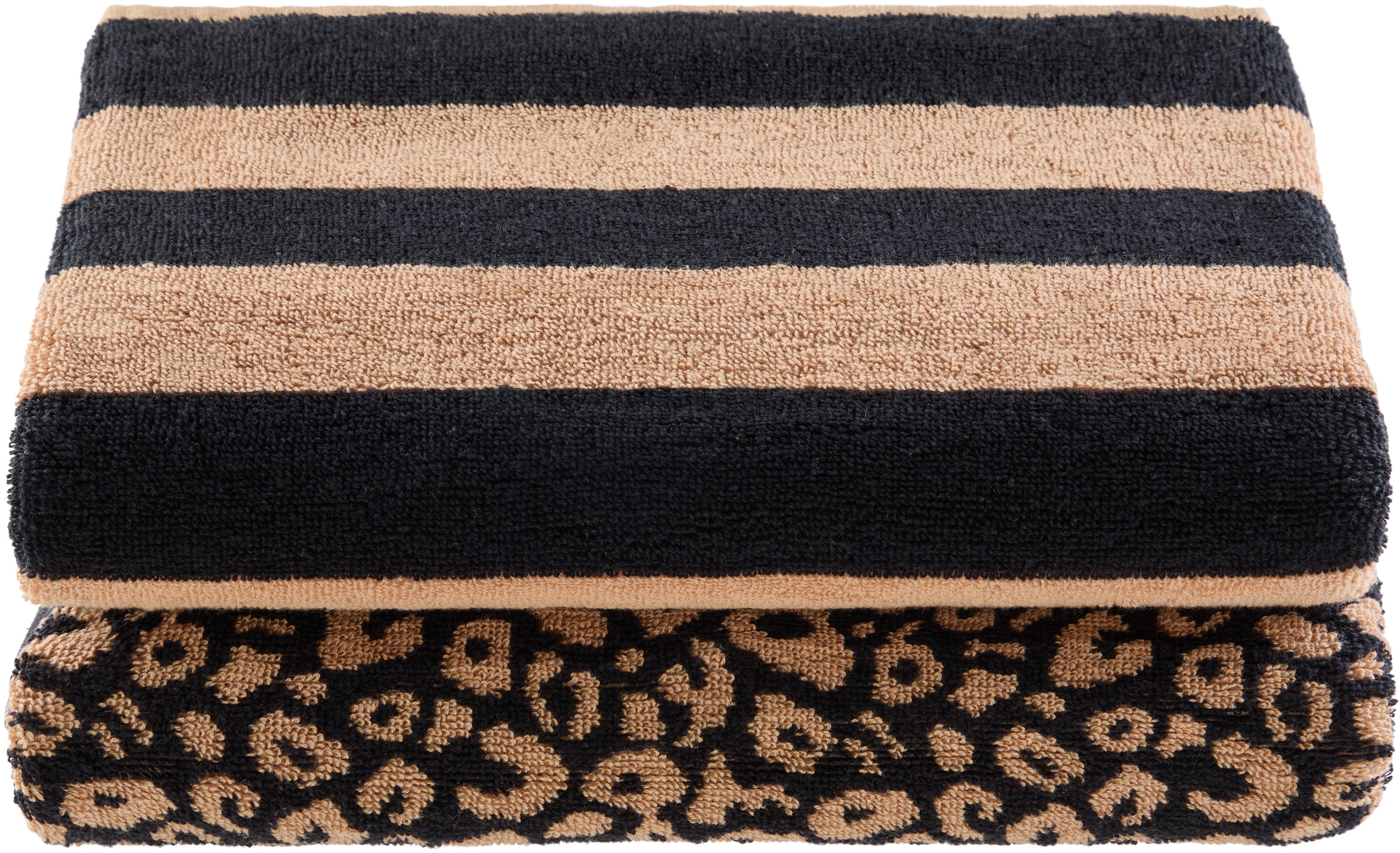 DUSCHTUCHSET MELINA - 2ER PACK - Beige/Schwarz, ROMANTIK / LANDHAUS, Textil (70/130cm) - James Wood