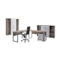 Büro Office Edition Eiche Dekor/weiß Hochglanz - Weiß Hochglanz/Sonoma Eiche, MODERN, Holzwerkstoff - MID.YOU