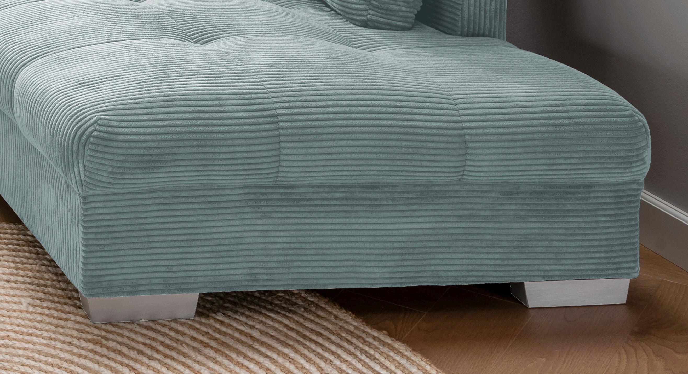 Rohová sedačka ALVITO, pravá, světle modrý manšestr - petrolej/barvy stříbra, Design, dřevo/textil (298/202cm) - MID.YOU