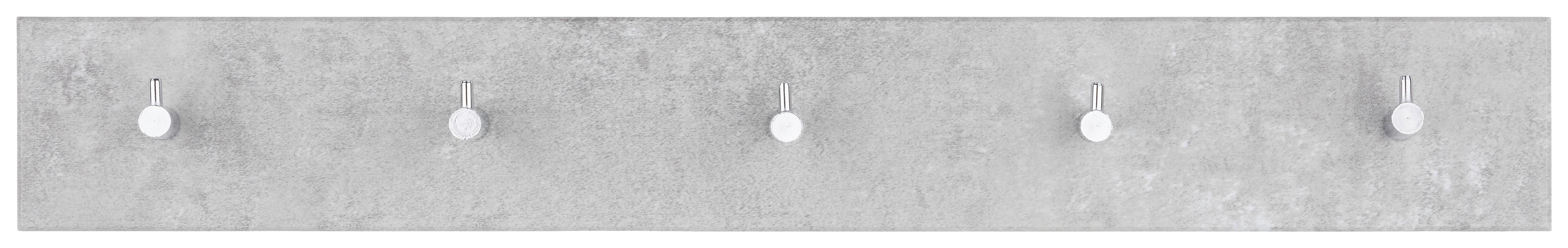 LIŠTA S HÁČKY EDDY 5 - šedá, kompozitní dřevo (57/8/5cm) - Mömax