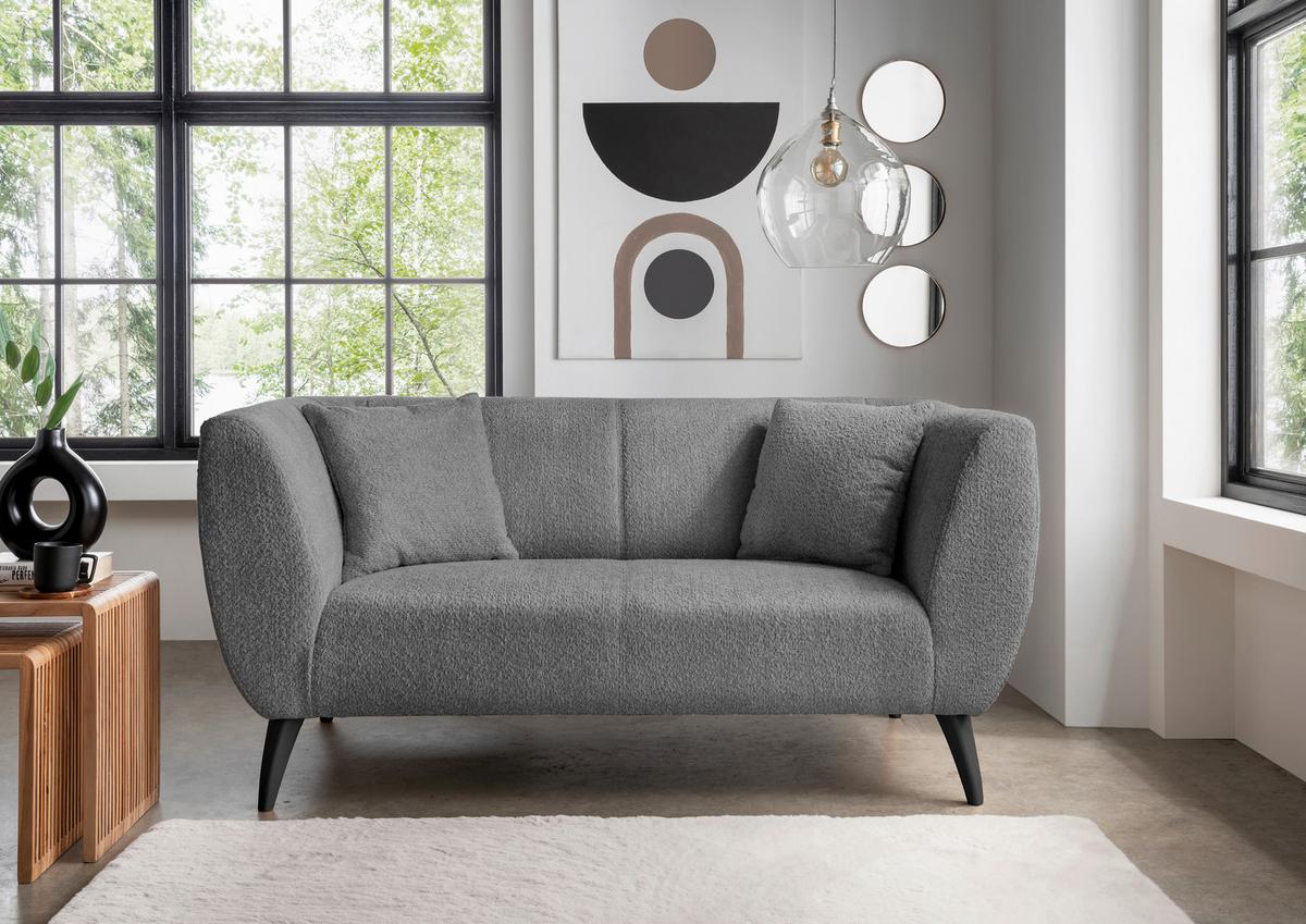 2-Sitzer-Sofa Colori Anthrazit Rücken Echt - Anthrazit/Schwarz, MODERN, Textil (172/83/88cm) - MID.YOU