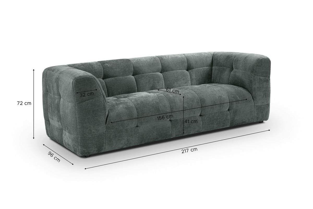 3-Sitzer-Sofa Tenso Petrol B: 217cm - Petrol/Schwarz, Basics, Holz/Textil (217/72/96cm) - MID.YOU