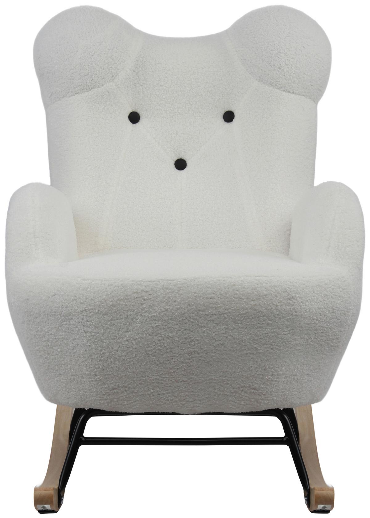 Kinder-Schaukelstuhl Teddy Weiß B: 59 cm - Weiß, Basics, Holz/Textil (59/70/62cm) - Livetastic