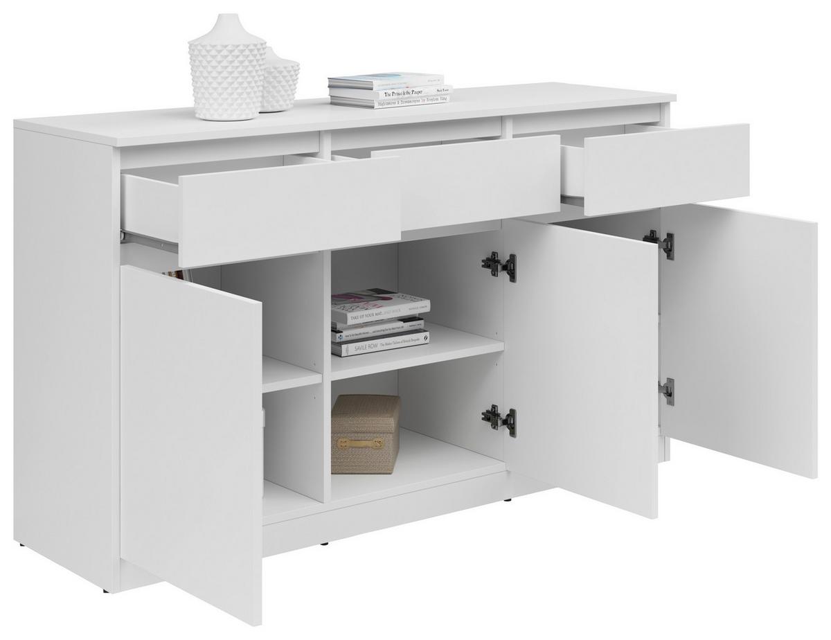 KOMODA SATURN - bílá, Konvenční, kompozitní dřevo (135/81/42cm)