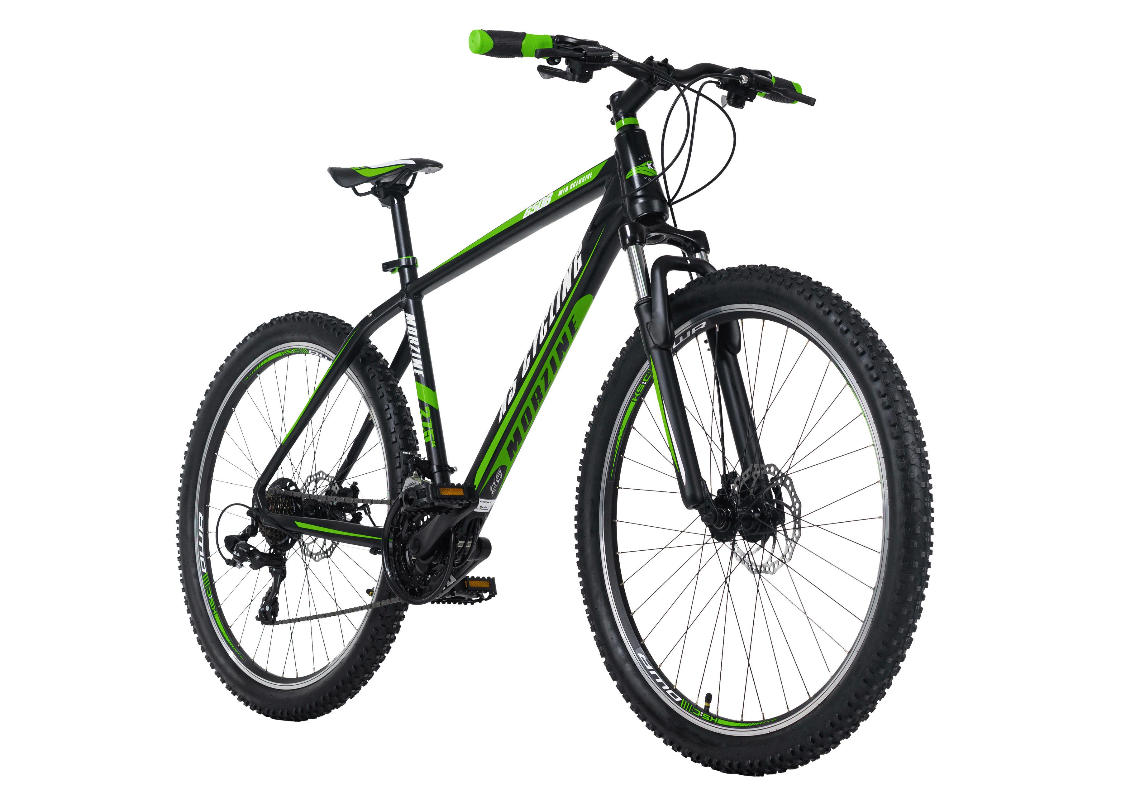 Mountainbike MORZINE aus Stahl in Schwarz/Grün mit 21 Gängen