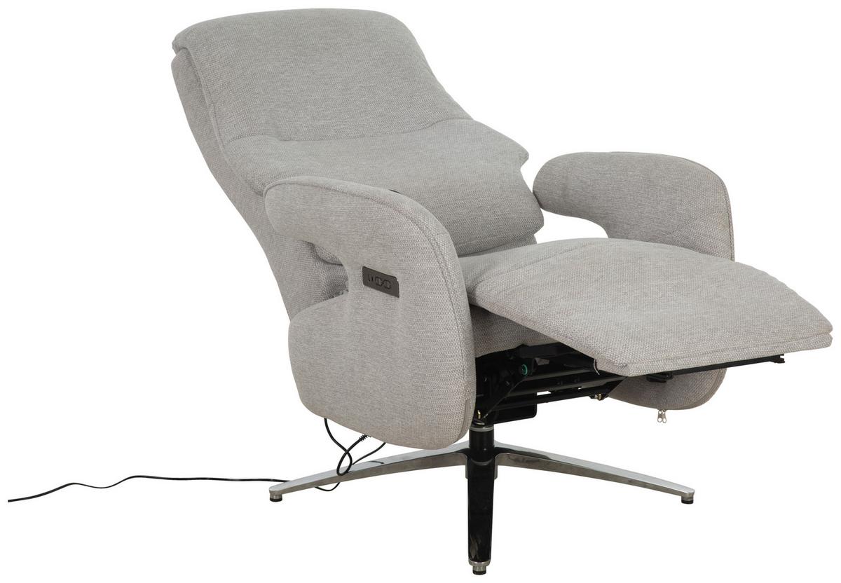 TV kreslo OTTAWA s relaxačnou funkciou - svetlosivá/chrómová, Modern, kov/drevo (74/115/92cm)