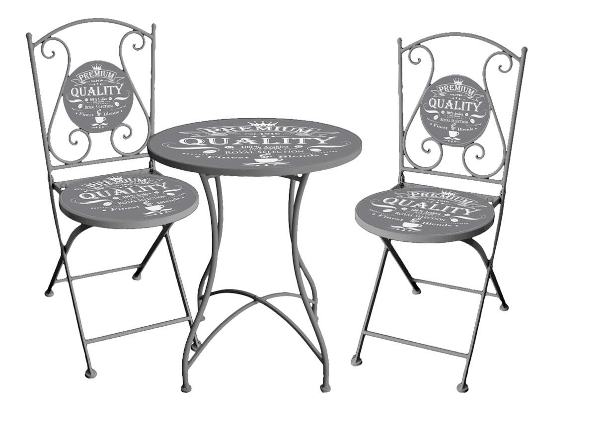 Balkonset Dunkelgrau D: 60 cm 3-teilig - Dunkelgrau, Basics, Metall (60/70cm) - Gardenson