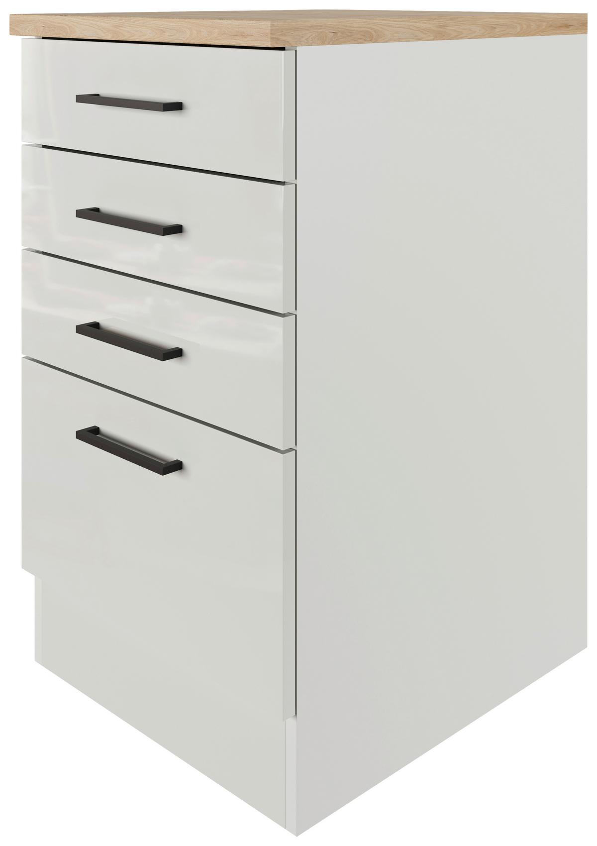 Spodní skříňka se zásuvkami LEVI - šedá/černá, Moderní, kov/kompozitní dřevo (50/86/60cm) - FlexWell