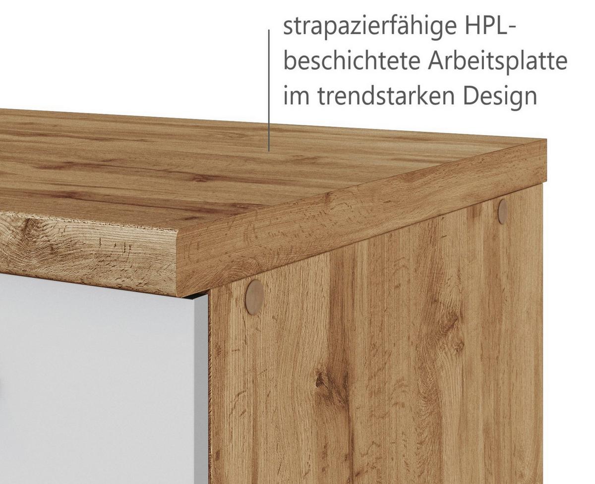 Backofen-/Kühlschrank- Umbauschrank Florenz B: 60 cm - Eiche Wotan/Weiß, Design, Holzwerkstoff (60/165/60cm) - Held