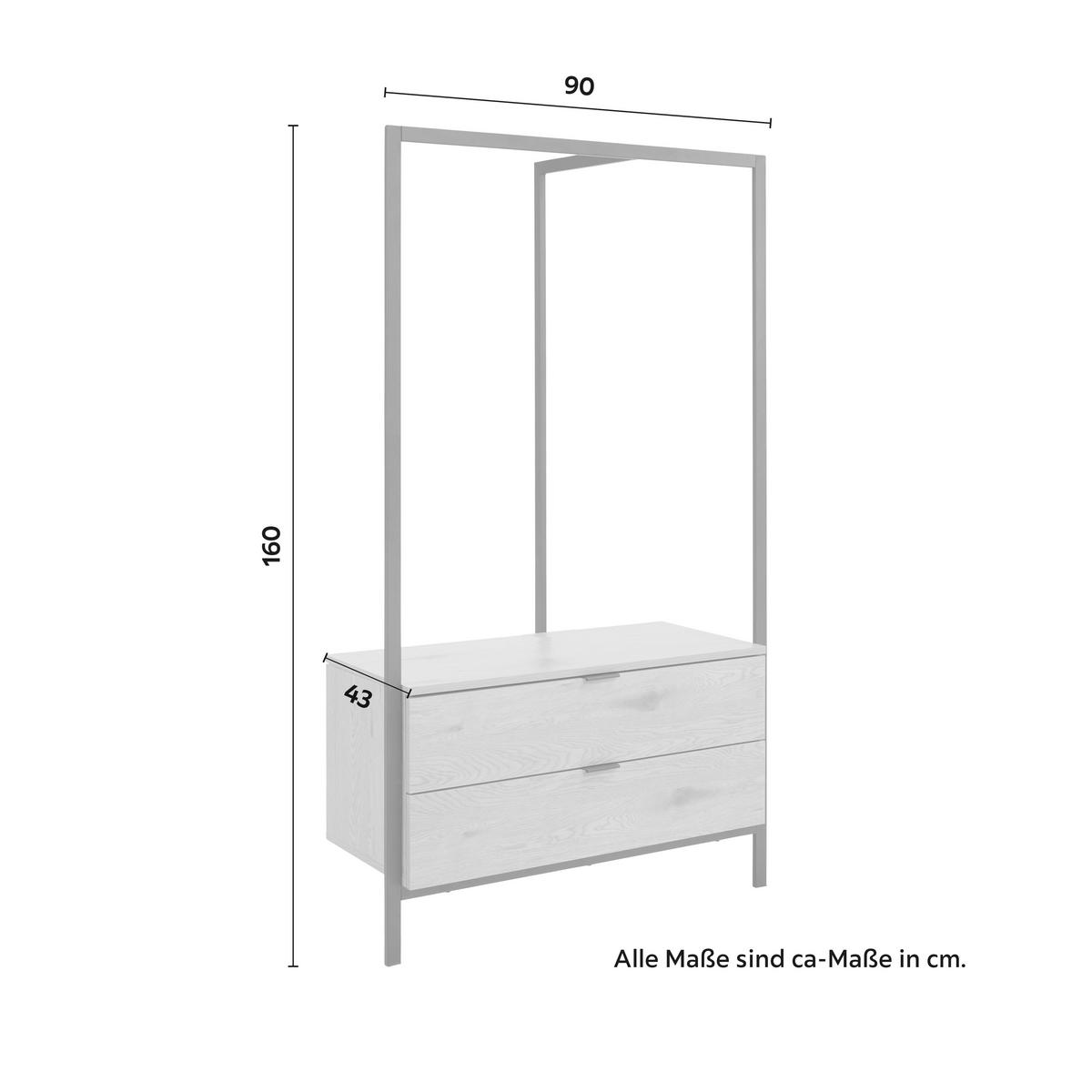 Vešiak s komodou CONNOR farba dubu - farba duba, Modern, kov/drevo (90/160/43cm) - Bessagi Home