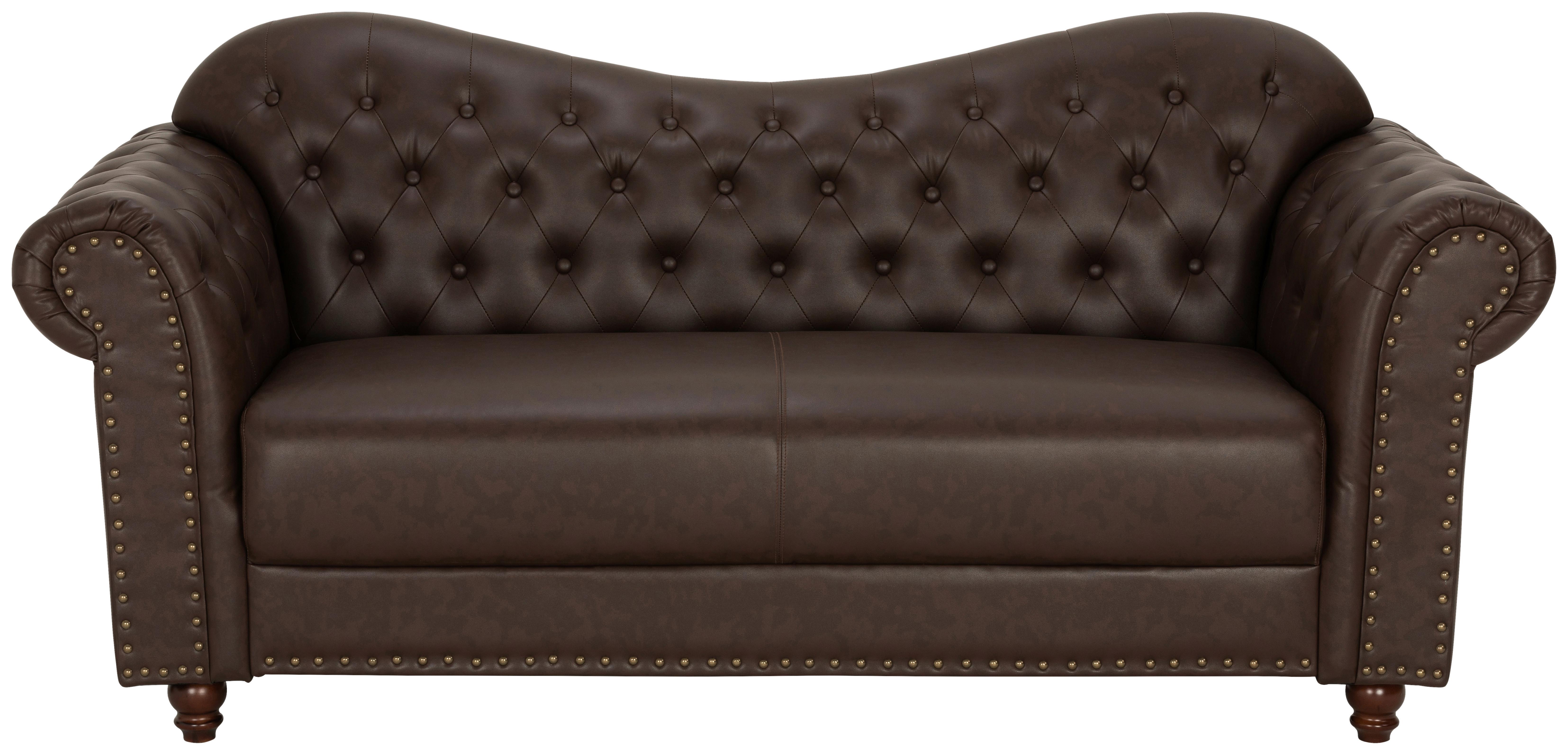 Chesterfield-Sofa Christel - Dunkelbraun/Braun, KONVENTIONELL, Textil (208/94/90cm) - Livetastic