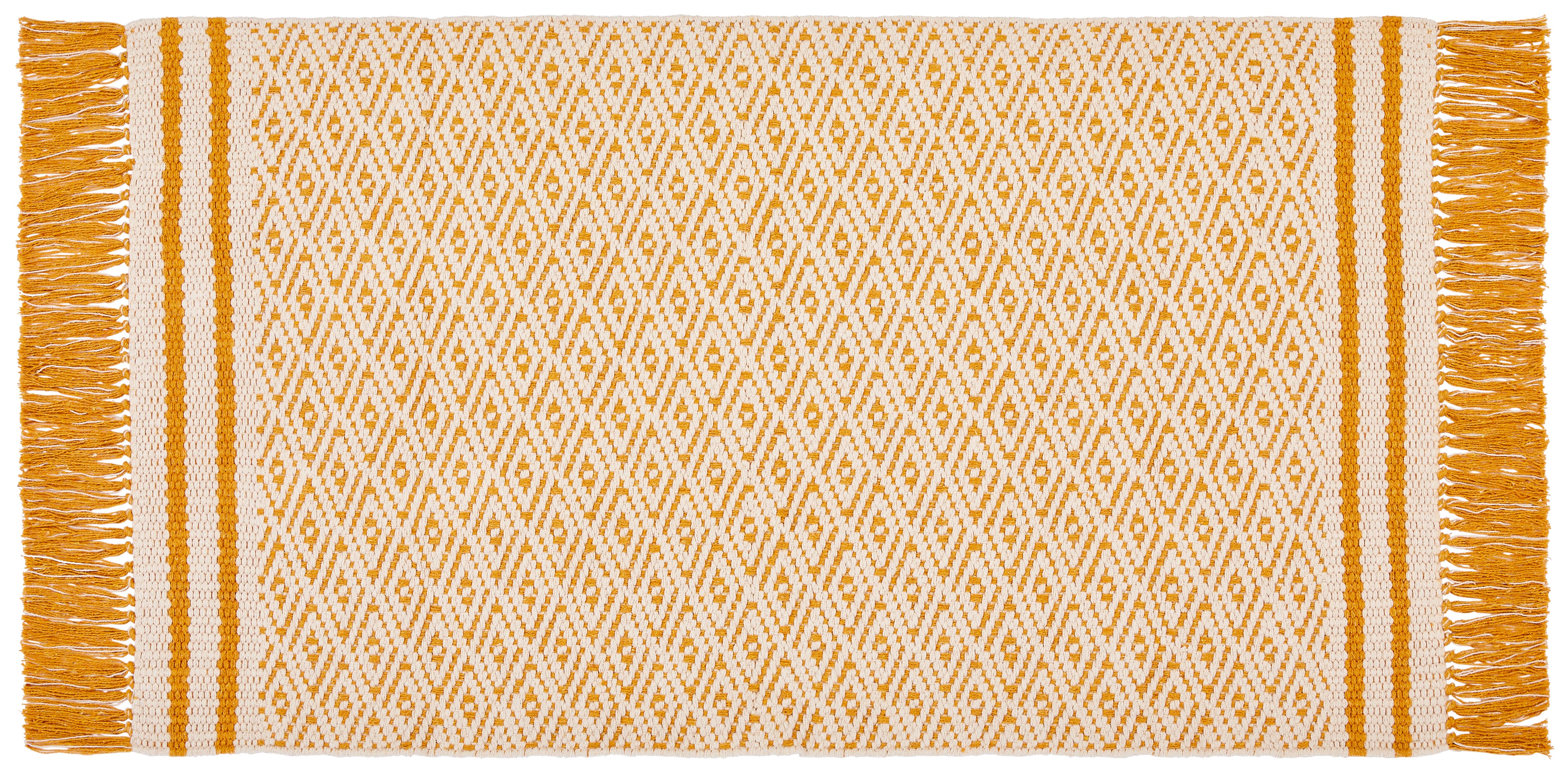 Teppich Vorleger Gelb Mit Fransen Iman 70x120 Cm - Gelb, MODERN, Textil (70/120cm) - Ondega