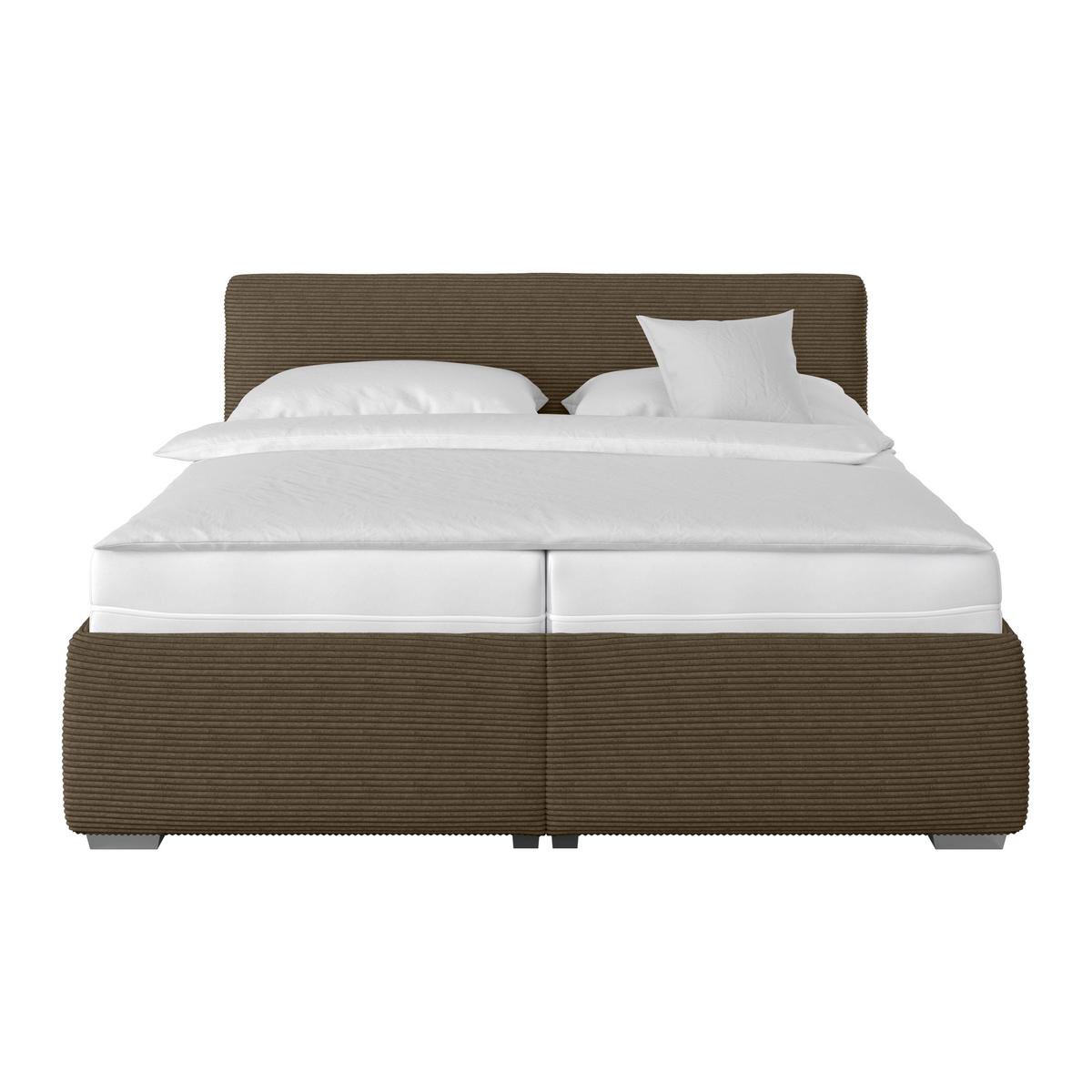 Polsterbett Lesia - Chromfarben/Braun, KONVENTIONELL, Holzwerkstoff/Textil (180/200cm)