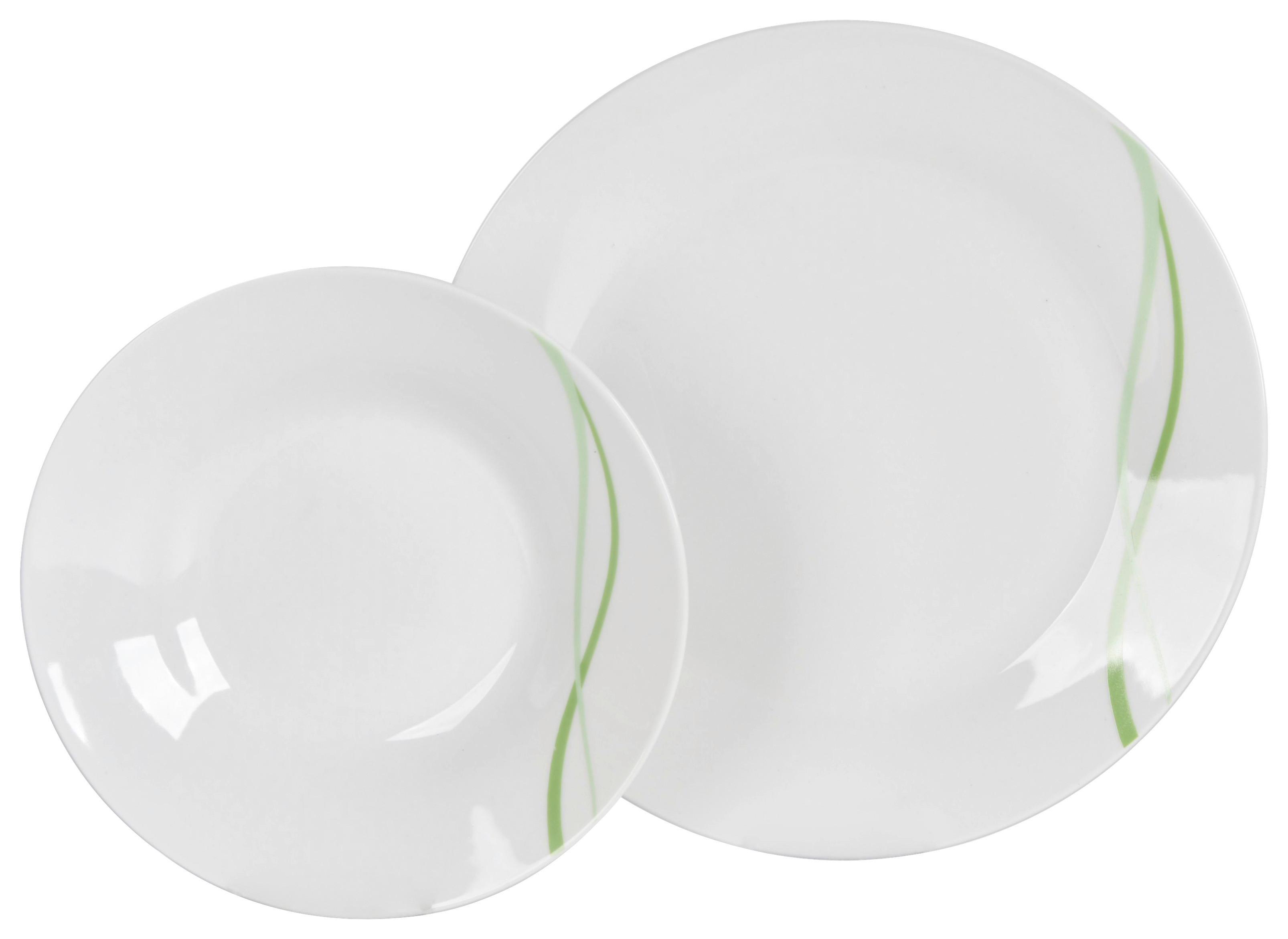 Tafelservice Kata - Weiß/Grün, KONVENTIONELL, Keramik - Luca Bessoni