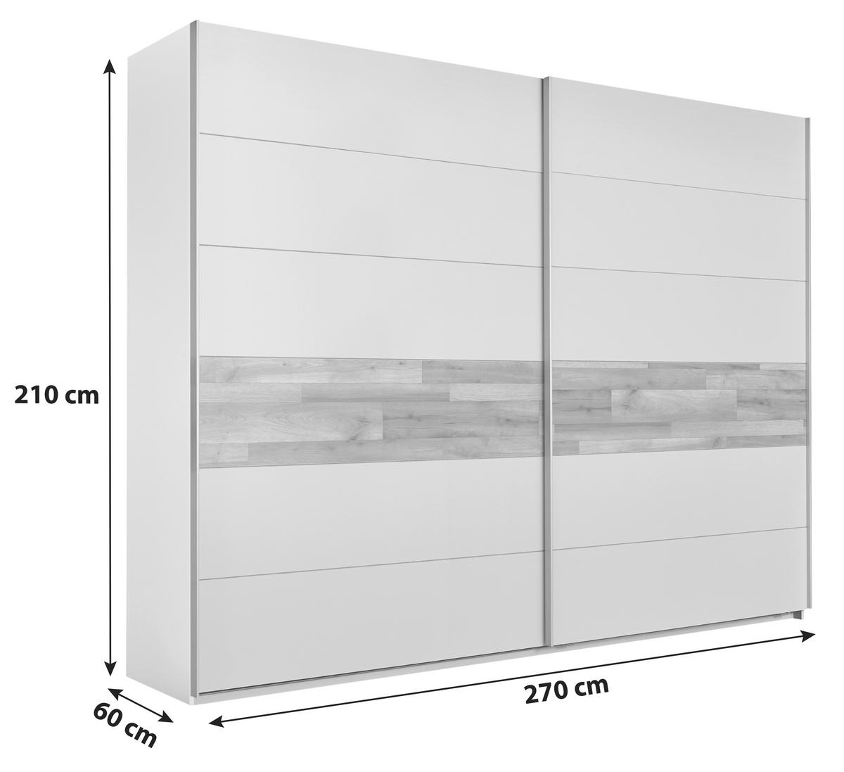 SKŘÍŇ S POSOUVACÍMI DVEŘMI CADORE - barvy dubu/barvy stříbra, Moderní, kov/kompozitní dřevo (270/210/60cm)
