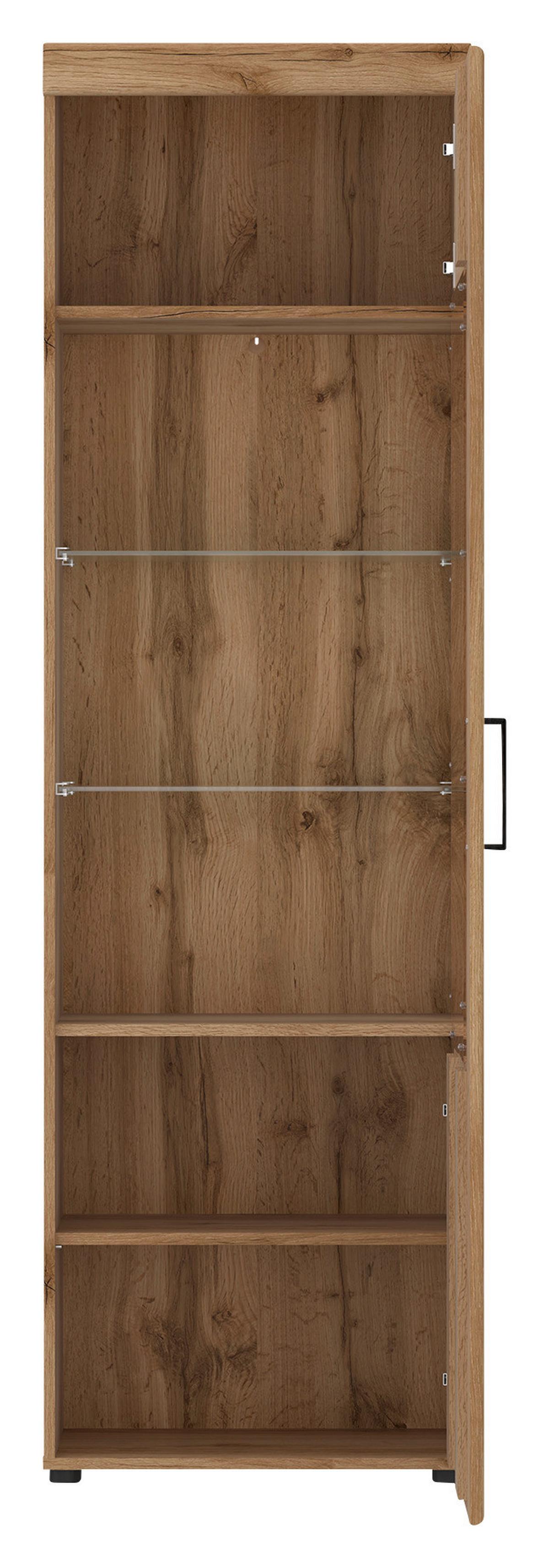 Vitrine Cortina Eichefarben Dekor B: 58 cm - Eichefarben/Schwarz, MODERN, Glas/Holzwerkstoff (58/195/37,4cm)