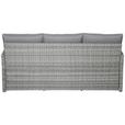 Loungegarnitur 6-Tlg Malta Rattan-Optik/Glas mit Kissen - Dunkelgrau/Grau, MODERN, Glas/Kunststoff (145/68/70cm) - Beldano