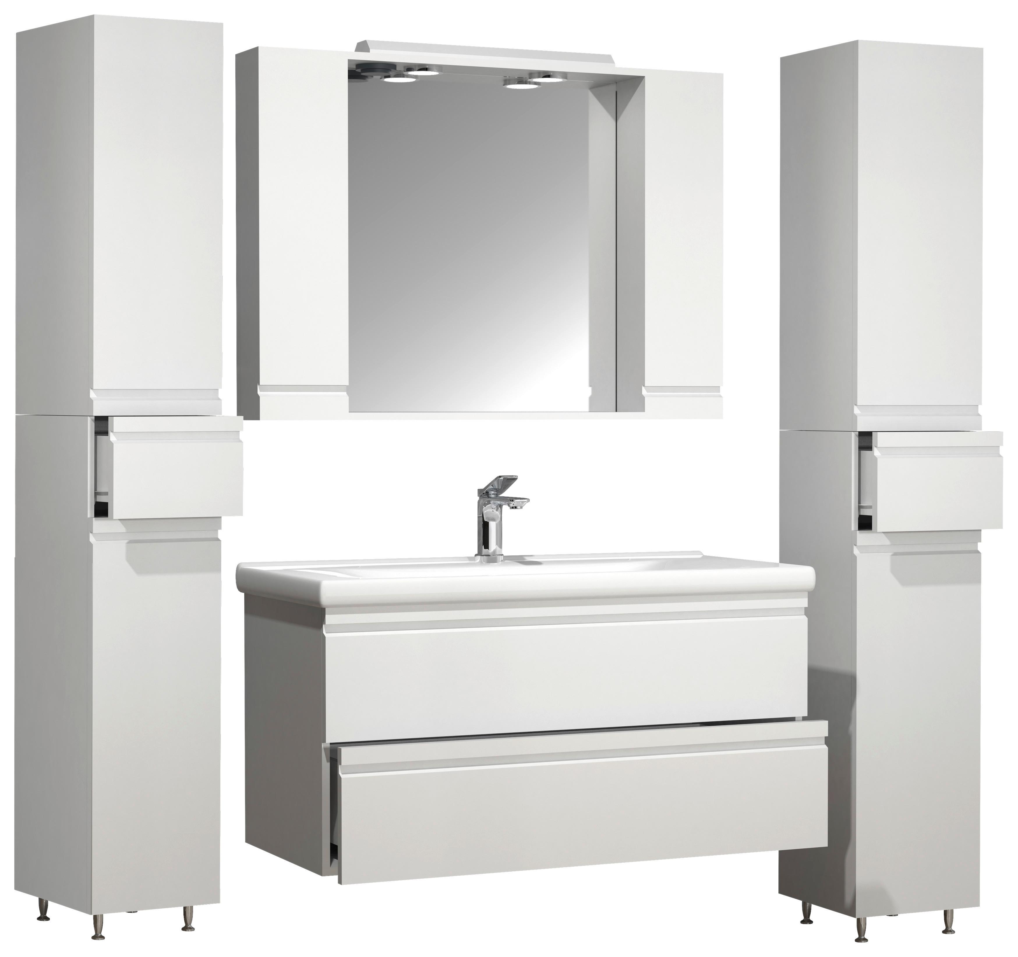 Badezimmer Silora Xl - Weiß, MODERN, Glas/Keramik (160cm) - MID.YOU