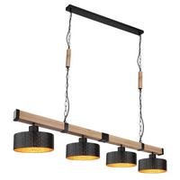 Hängeleuchte 15651-4h - Dunkelbraun/Goldfarben, Natur, Holzwerkstoff/Kunststoff (140/25/120cm) - Globo