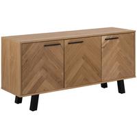 Sideboard Brighton B: 150 cm Eiche Dekor 3-Türig - Eichefarben/Schwarz, KONVENTIONELL, Holzwerkstoff (150/71/40cm) - MID.YOU