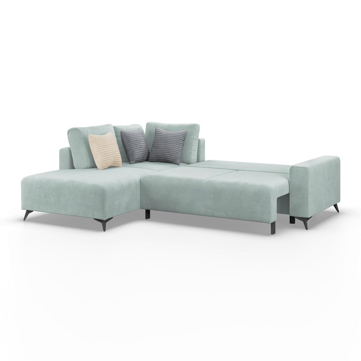 Ecksofa Mit Schlaffunktion Lincoln Mint  Cord 212x270 Cm - Creme/Schwarz, MODERN, Textil (212/270cm)