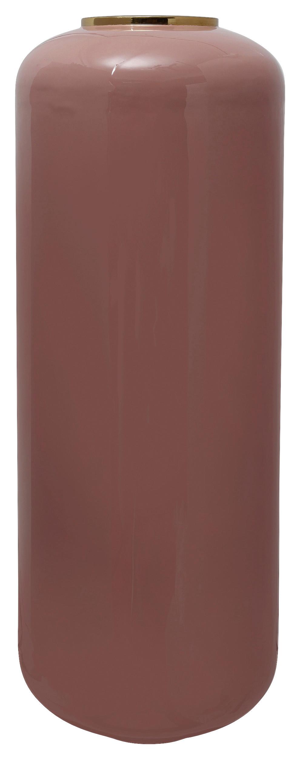 Bodenvase Art Deco Rosa Goldfarben, D: 30 Cm - Goldfarben/Rosa, Trend, Metall (30/81cm) - Kayoom