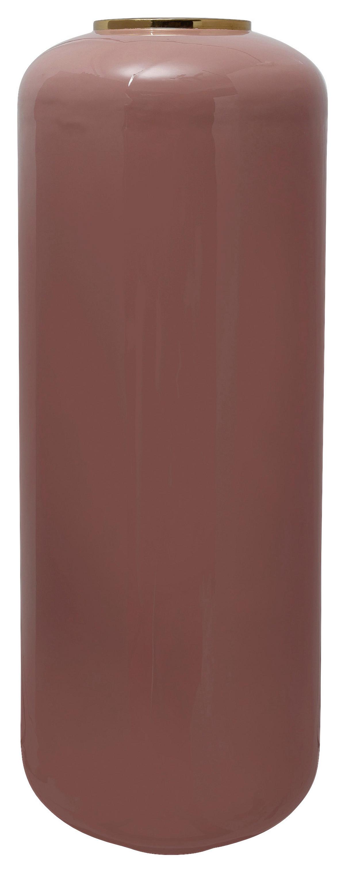 Bodenvase Art Deco Rosa Goldfarben, D: 30 cm - Goldfarben/Rosa, Trend, Metall (30/81cm) - Kayoom