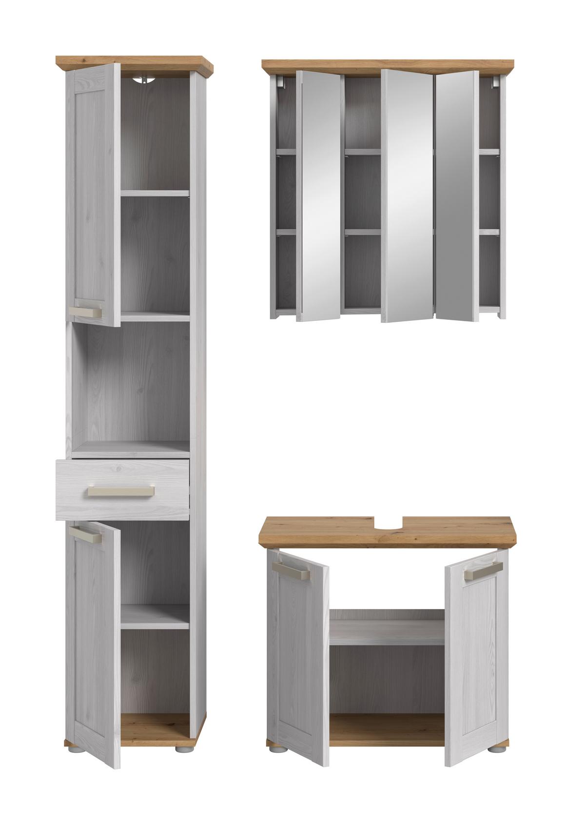 Badezimmer Verona Lärchefarben/Eiche D. B: 108cm - Silberfarben/Lärchefarben, Trend, Glas/Holzwerkstoff (108cm) - MID.YOU