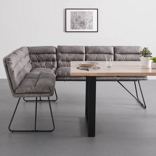 Rohová lavice KONA šedá - šedá/černá, Moderní, kov/dřevo (135/180cm) - P & B
