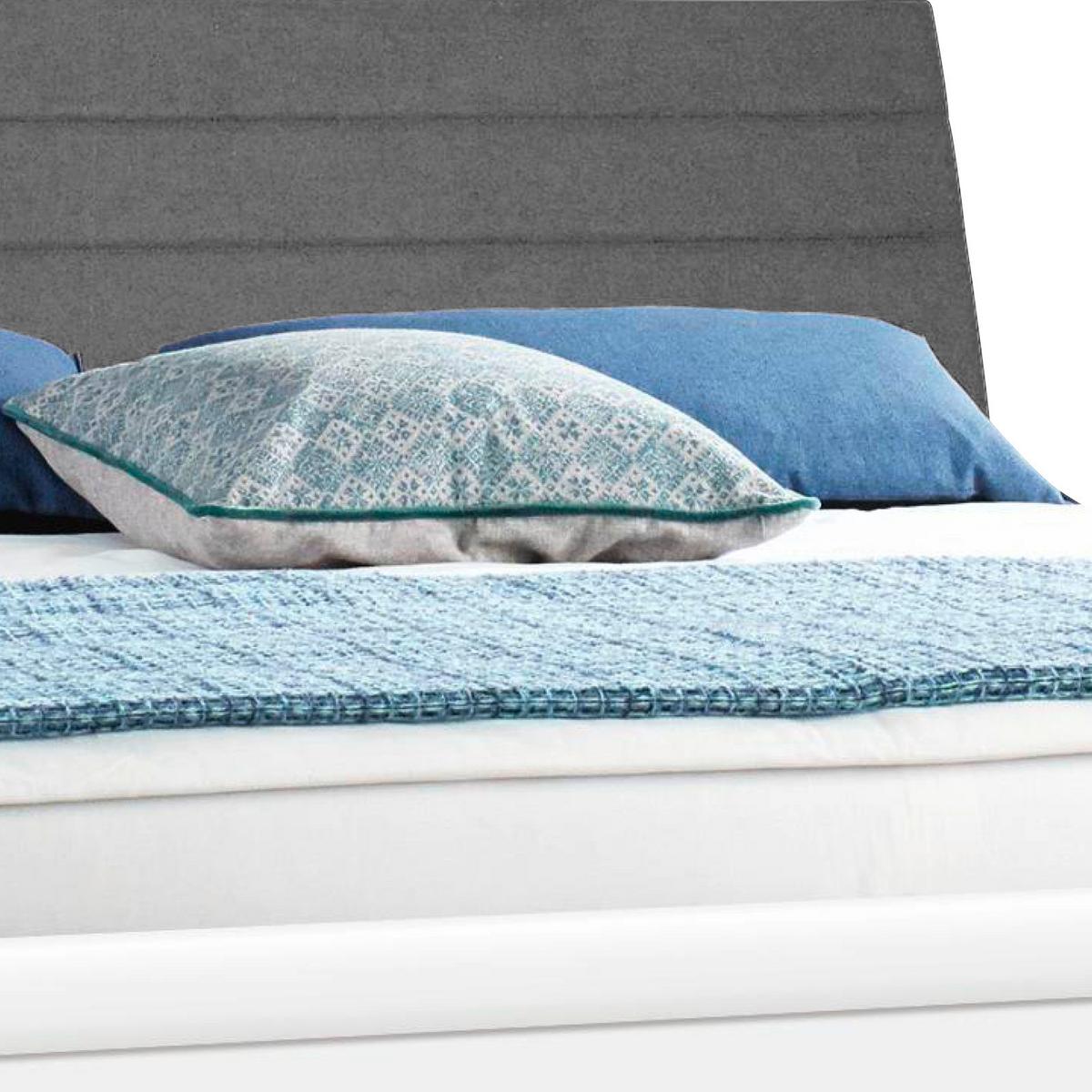 Bett Mit Stauraum + Kopfteil Gepolstert 180x200 Lindau Weiß - Weiß/Grau, KONVENTIONELL, Holzwerkstoff/Textil (180/200cm) - Rauch Möbel