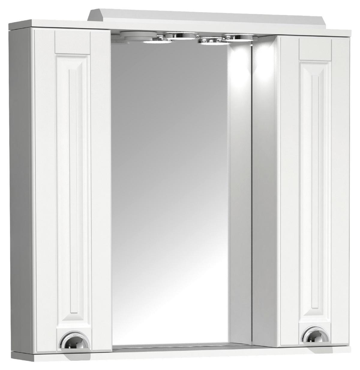 Spiegelschrank Casalo Xl 2-Türig Bxhxt:75x71x14 Cm - Weiß, MODERN, Glas/Holzwerkstoff (75/71/14cm) - MID.YOU