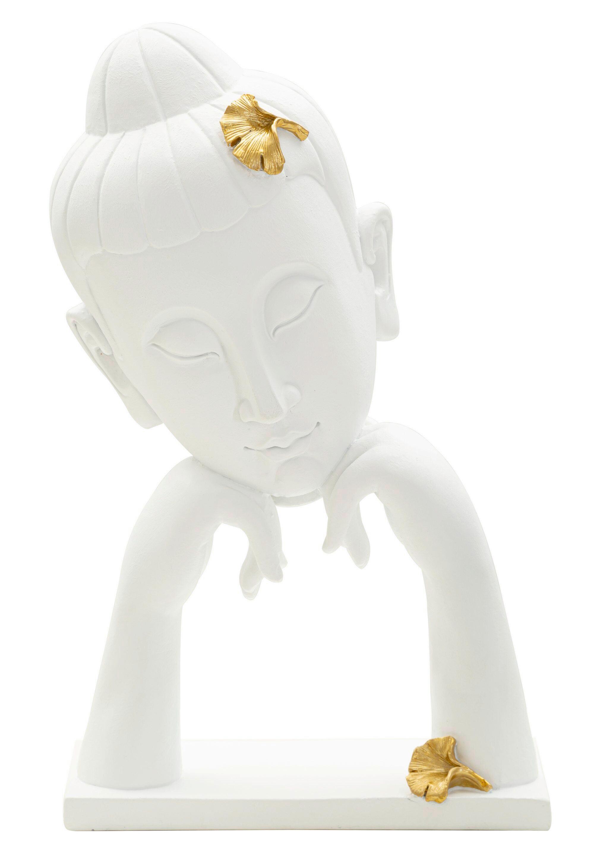 Skulptur Buddha B Weiß Goldfarben B: 21,5 cm - Goldfarben/Weiß, Basics, Kunststoff (21.5/36/13cm)