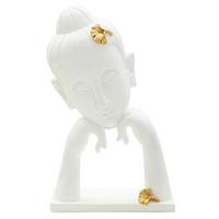 Skulptur Buddha B Weiß Goldfarben B: 21,5 cm - Goldfarben/Weiß, Basics, Kunststoff (21.5/36/13cm)