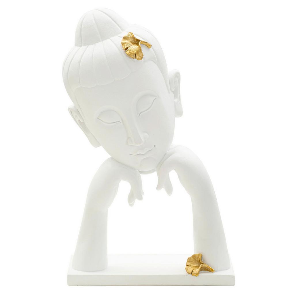 Skulptur Buddha B Weiß Goldfarben B: 21,5 cm