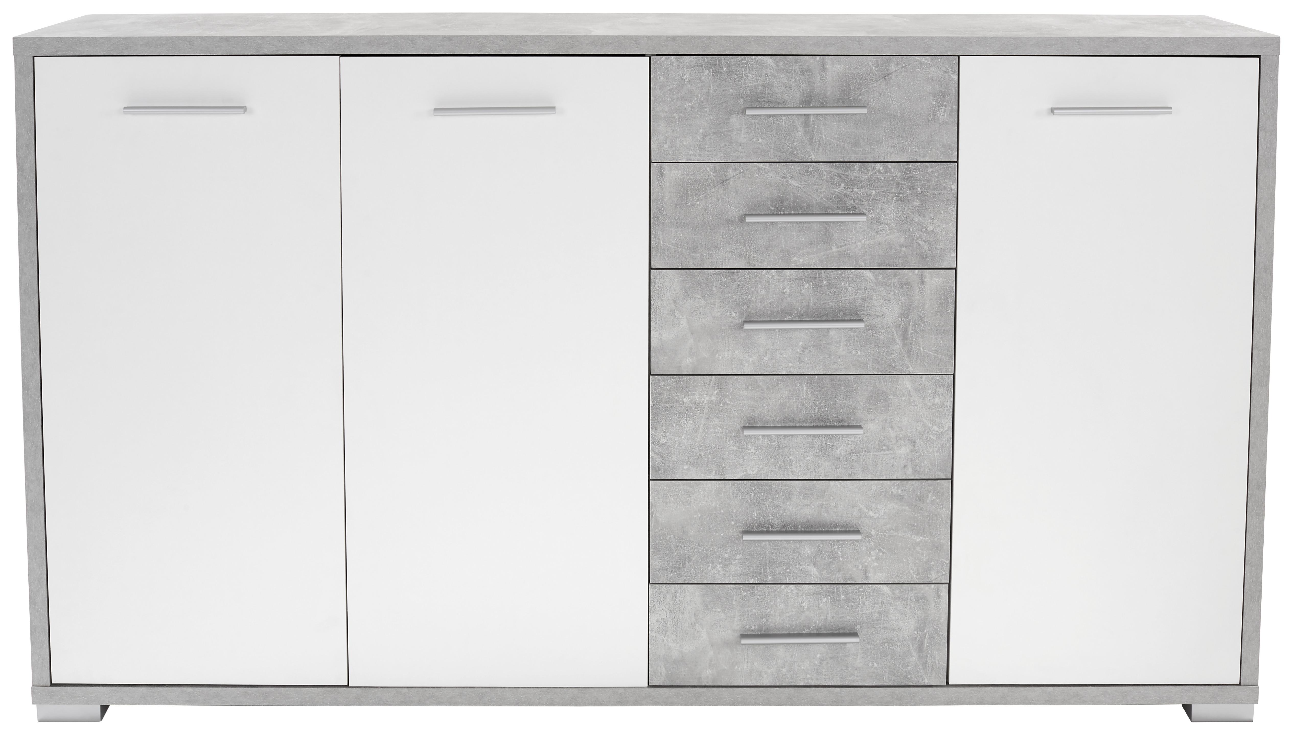 Kommode B 190 Cm Q-big New, Beton Optik/weiß - Weiß/Grau, MODERN, Holz (190/105/44cm)