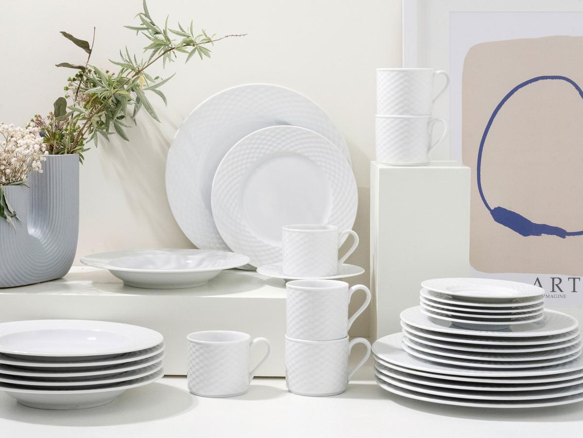 Kombiservice Polo Weiss Porzellan, 6 Pers., 30-Teilig - Weiß, Basics, Keramik - Creatable