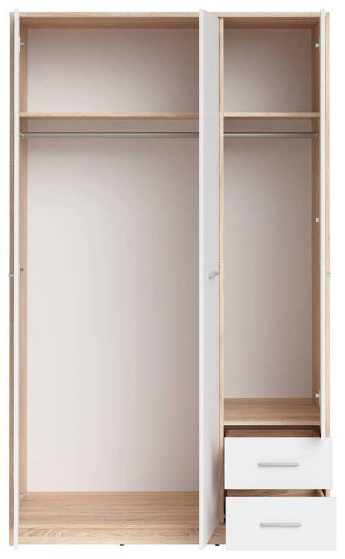 Drehtürenschrank Nepo Plus - Weiß/Sonoma Eiche, MODERN, Holzwerkstoff (118,5/197/54,5cm) - MID.YOU