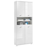 Hochschrank Pool BxH: 76x190cm Weiß Stehend - Weiß Hochglanz/Silberfarben, Basics, Holzwerkstoff (76/190/31cm) - Livetastic