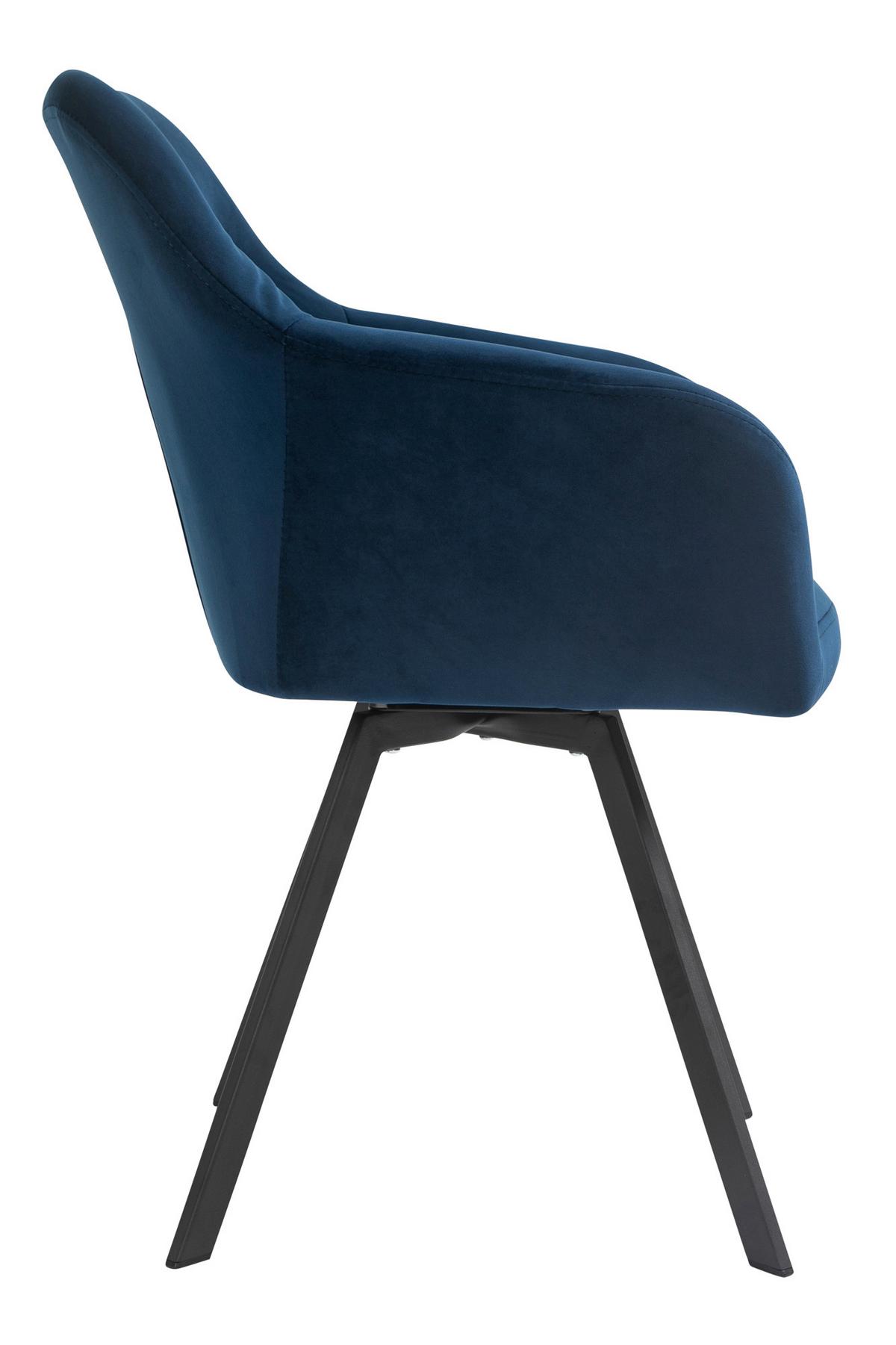 Tischgruppe Cognac/blau L: 160 Cm - Blau/Cognac, MODERN, Holz/Textil (160/85/77cm) - Livetastic