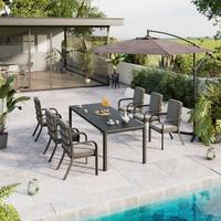 Gartentisch Bogota - Dunkelgrau, Trend, Glas/Metall (220/74/90cm) - Beldano