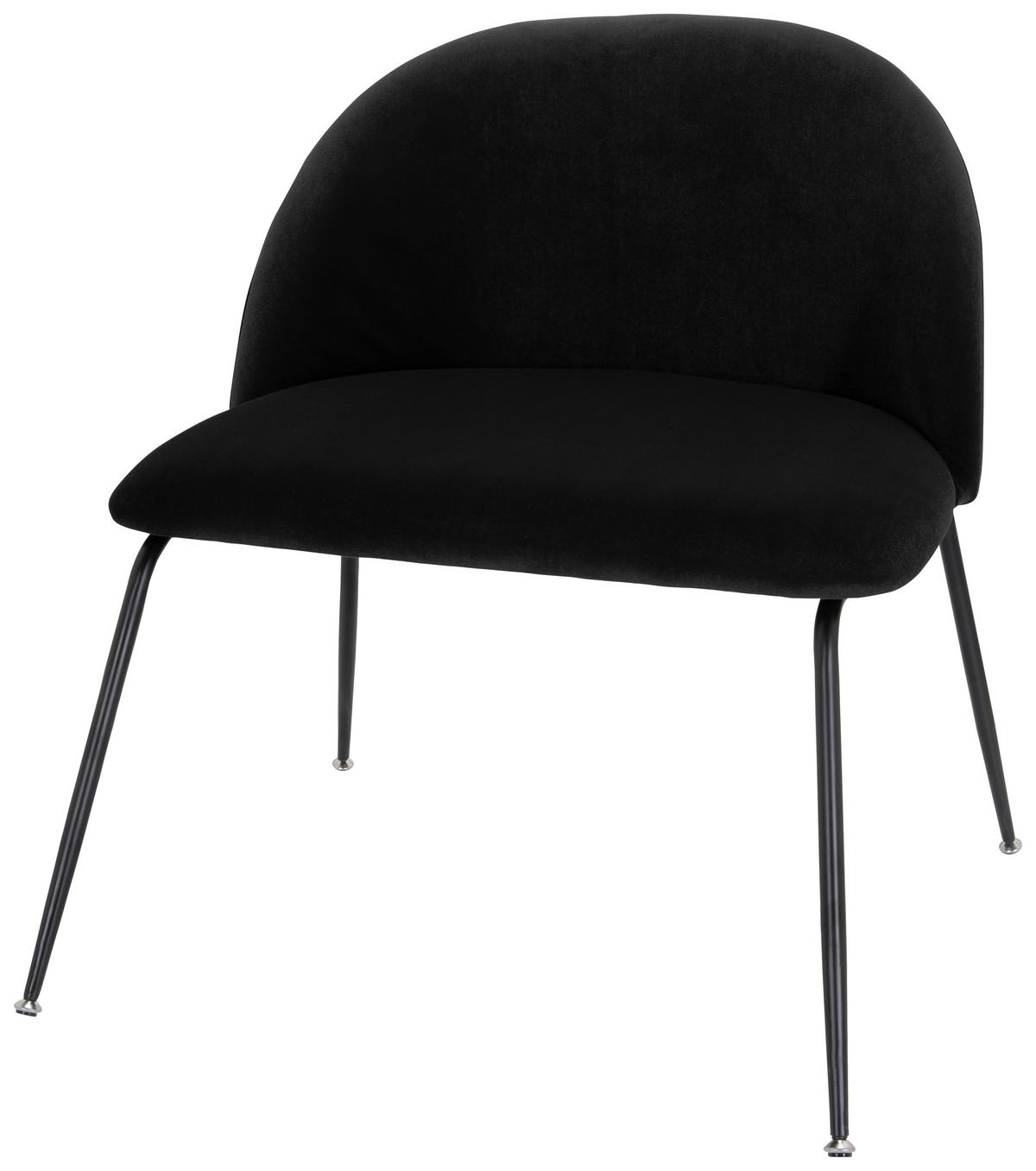 Besucherstuhl Velvo Samt Schwarz Bis 120 Kg - Schwarz, Basics, Textil/Metall (72/80/65cm) - MID.YOU