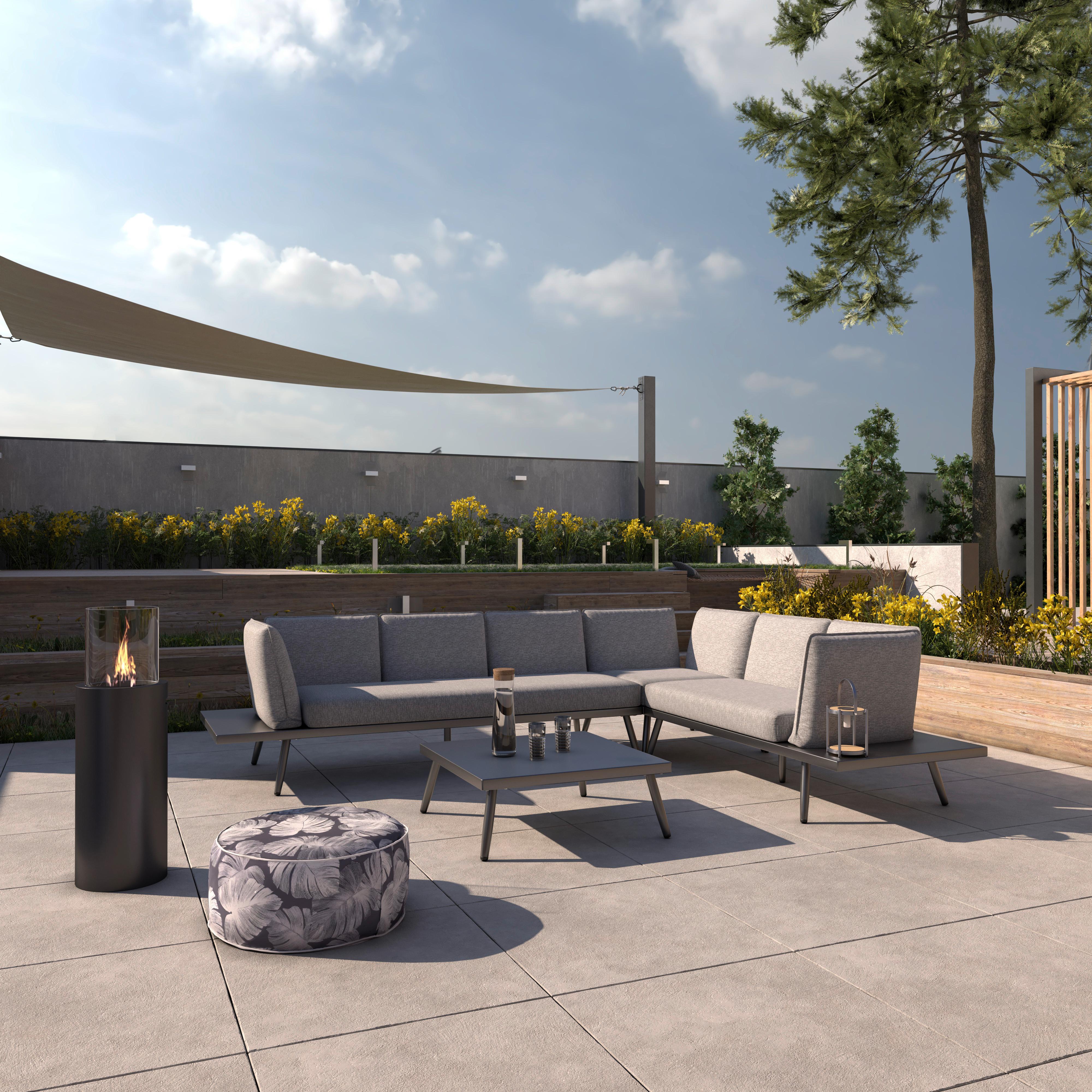 TERASOVÁ SEDACÍ SOUPRAVA JOANNA - černá, Moderní, kov (300/78/80cm) - Bessagi Garden