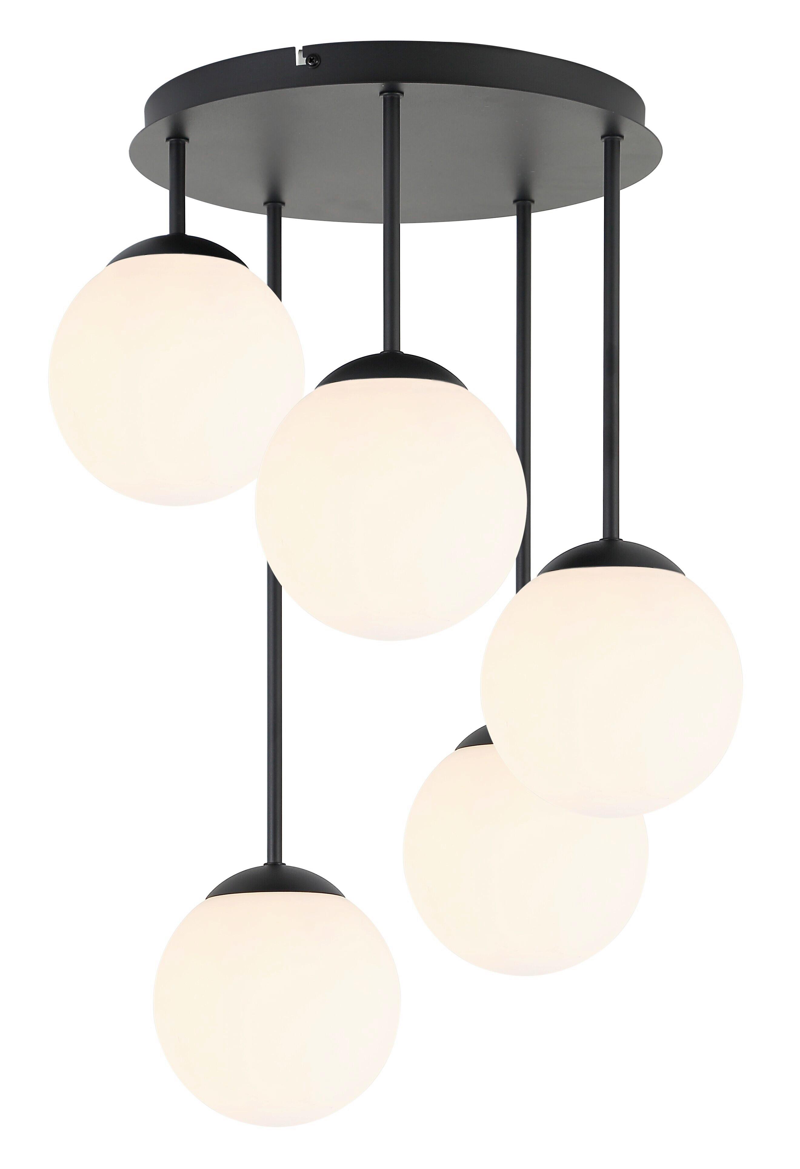 Deckenleuchte Whit - Schwarz/Weiß, MODERN, Glas/Metall (42/59.5cm)