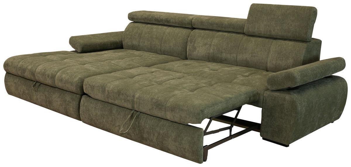 Rohová sedačka VEGAS, levá, lesní zelená žinylka - černá/lesní zelená, Design, dřevo/textil (173/294cm)
