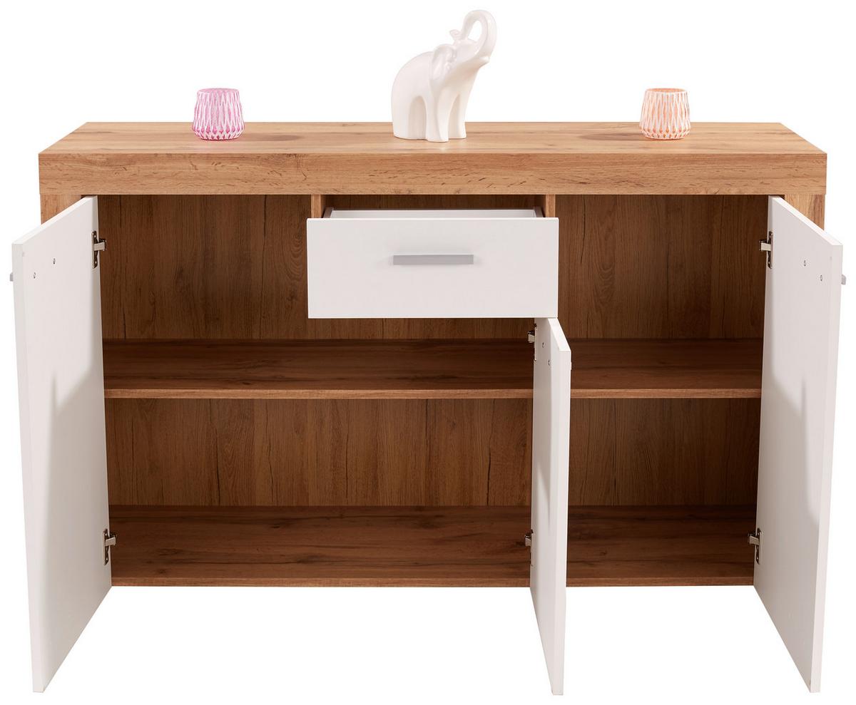 Kommode B 133,9cm Focus Wotan Eiche Dekor/weiß - Eichefarben/Schwarz, MODERN, Holzwerkstoff (133,9/79/39cm)