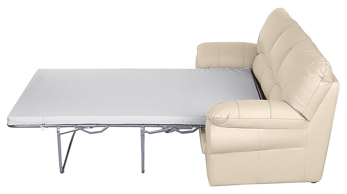 Schlafsofa Oslo, Beige B: 205 Cm - Beige/Schwarz, Design, Leder (205/92/85cm) - Livetastic