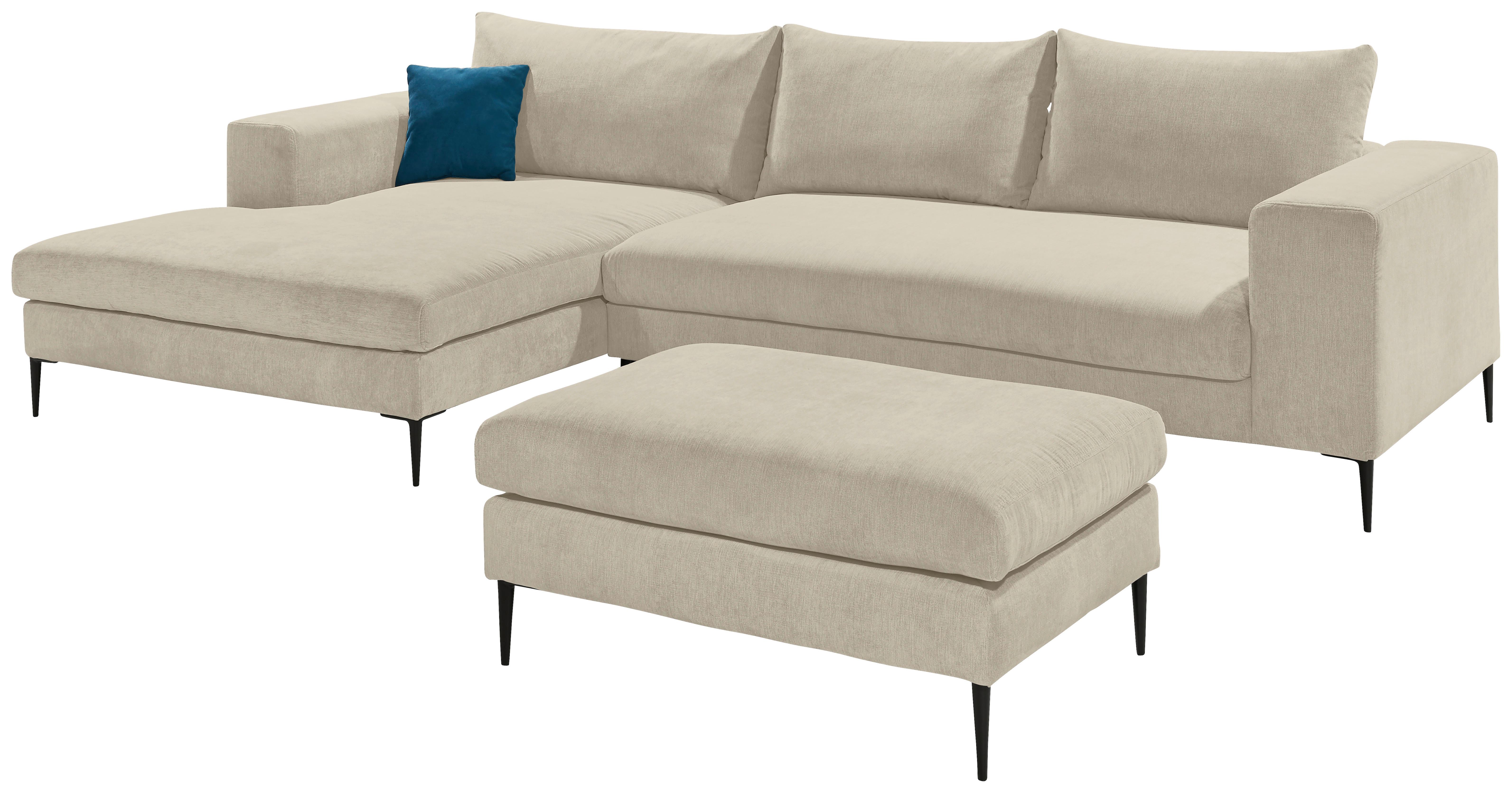 Hocker Aurora Ii - Beige/Schwarz, MODERN, Textil (100/43/69cm) - Trendmanufaktur