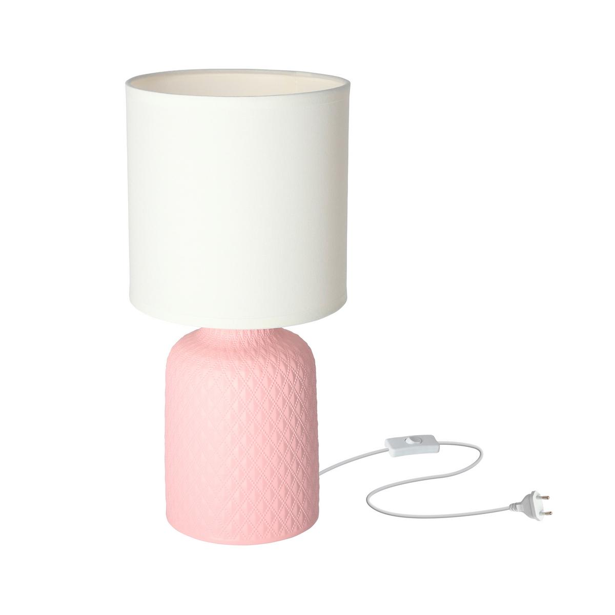 Tischleuchte 41-79855 - Pink/Weiß, Basics, Keramik/Textil (15/15/32cm)